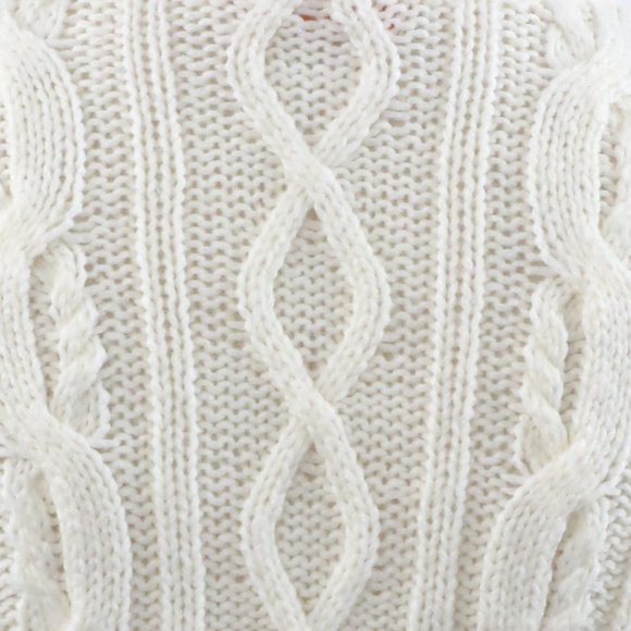 Tory Burch S Wool Fringe Cable Knit Sweater Cream - Picture 3 of 10